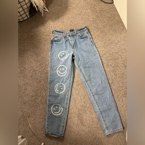 Blue Jeans with White Smiley Faces